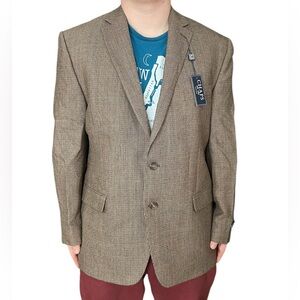 Chaps Ralph Lauren 100% Wool Blazer Men’s 44R Tan Mini Houndstooth NWT *** Flaws